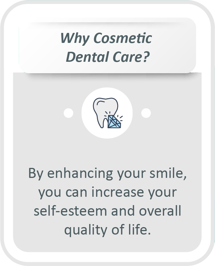 Cosmetic dental care infographic: By enhancing your smile, you can increase your self-esteem and overall quality of life.